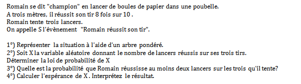 Exercice sur les variables aléatoires