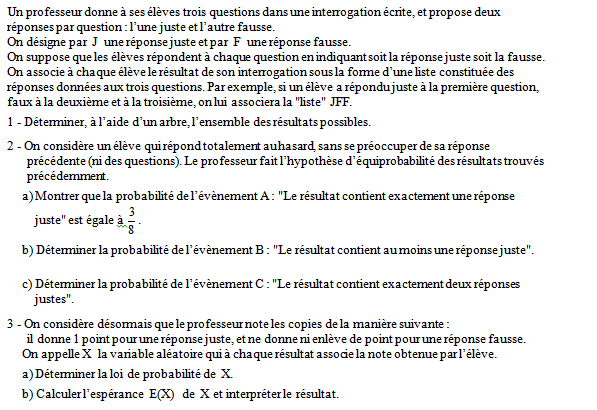 Exercice sur les variables aléatoires