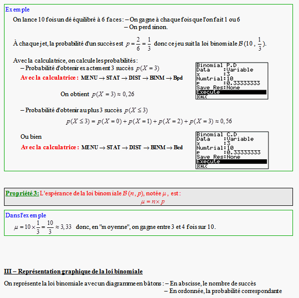 Cours sur la loi binomiale - première ES - page 4
