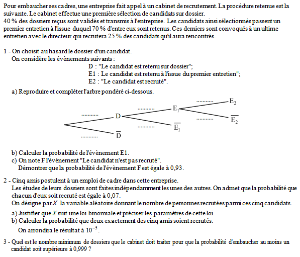 Exercice sur la loi binomiale
