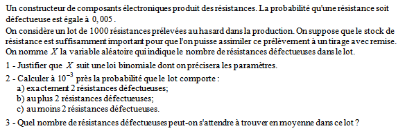 Exercice sur la loi binomiale