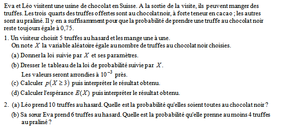 Exercice sur la loi binomiale
