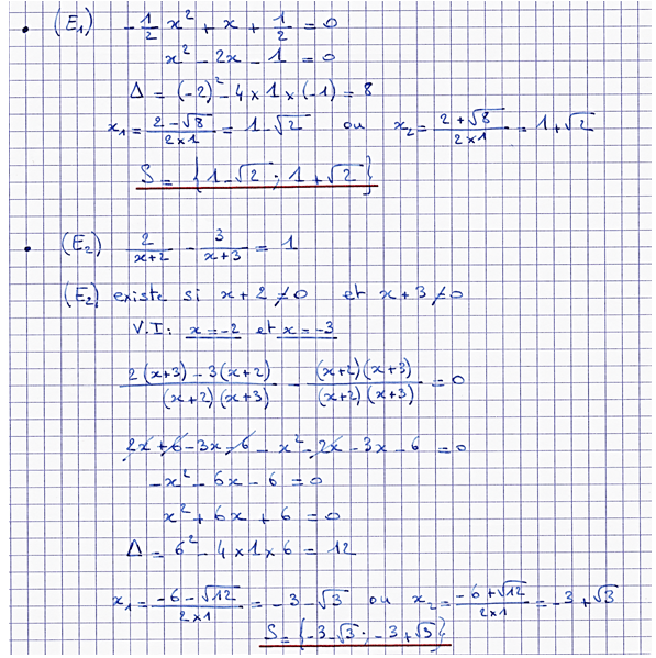 Corrigé exercice 2 sur le second degré