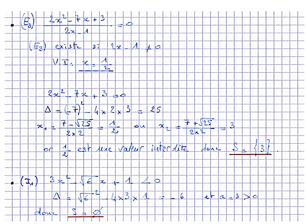 Corrigé exercice 2 sur le second degré