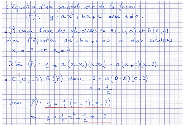 Corrigé exercice 3 sur le second degré