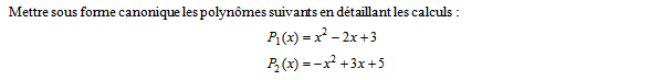 Exercice sur le second degré