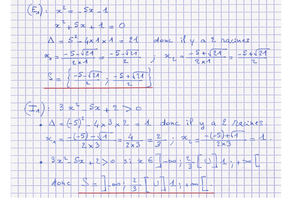 Corrigé exercice 7 sur le second degré