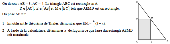 Exercice sur le second degré