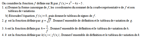 Exercice sur les fonctions de référence