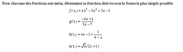 Exercice sur la dérivation