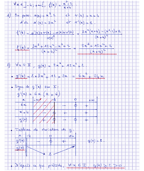 Corrigé exercice 5 sur la dérivation