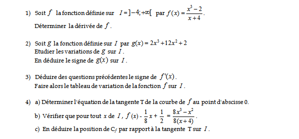 Exercice sur la dérivation