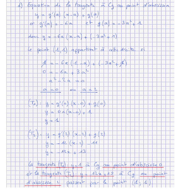 Corrigé exercice 7 sur la dérivation