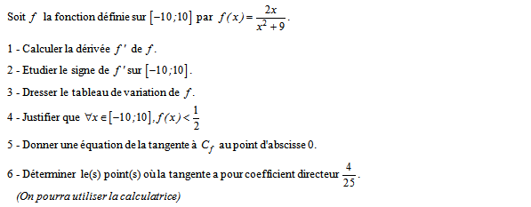 Exercice sur la dérivation