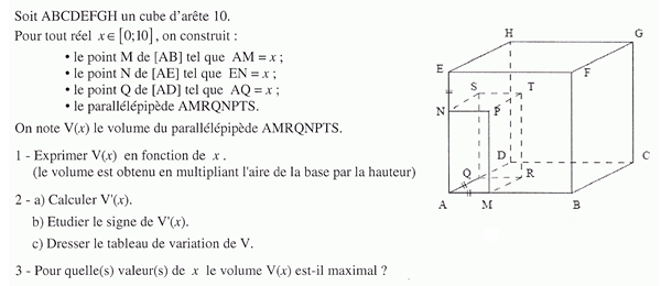 Exercice sur les applications de la dérivation