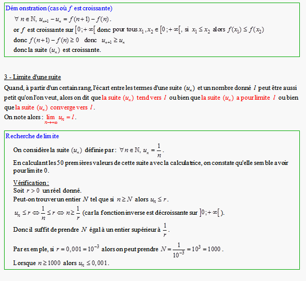 Cours sur les suites numériques - première S - page 3