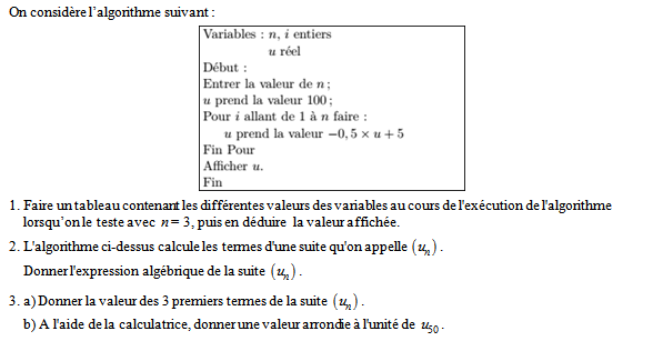 Exercice sur les suites numériques