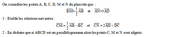 Exercice sur les vecteurs et les droites