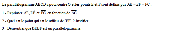 Exercice sur les vecteurs et les droites