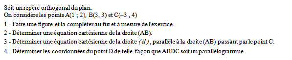Exercice sur les vecteurs et les droites
