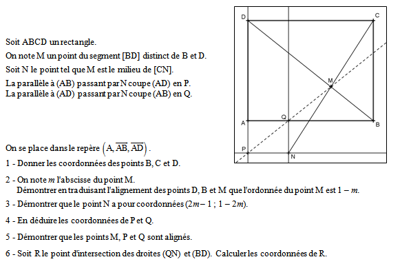 Exercice sur les vecteurs et les droites