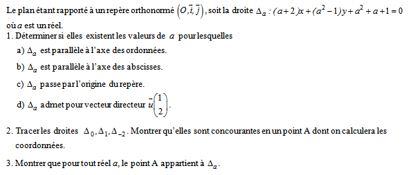 Exercice sur les vecteurs et les droites