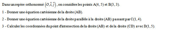 Exercice sur les vecteurs et les droites