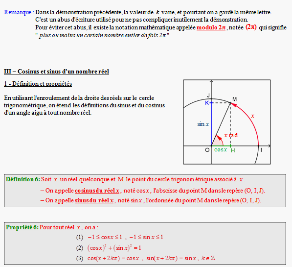 Cours sur les angles et la trigonométrie - première S - page 5