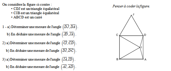 Exercice sur les angles et la trigonométrie