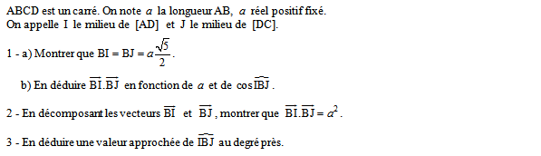 Exercice sur le produit scalaire