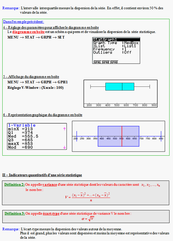 Cours sur les statistiques - première S - page 2
