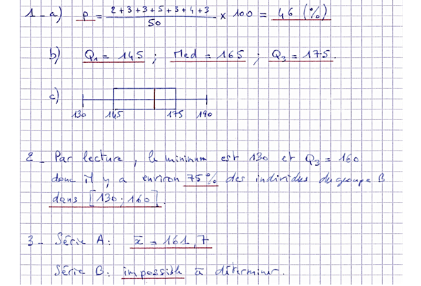 Corrigé exercice 2 sur les statistiques