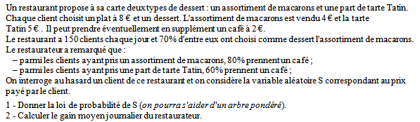 Exercice sur les variables aléatoires