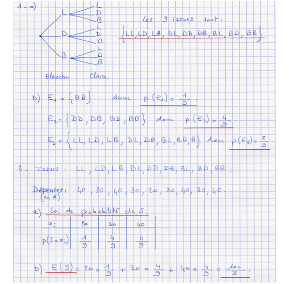 Corrigé exercice 4 sur les variables aléatoires