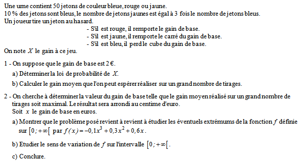 Exercice sur les variables aléatoires