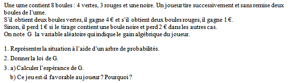 Exercice sur les variables aléatoires