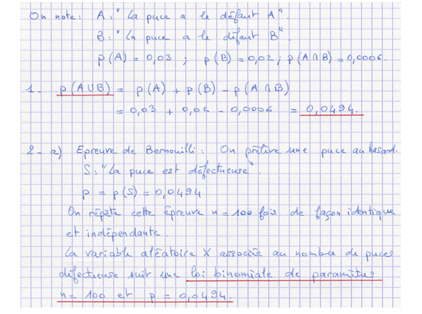 Corrigé exercice 7 sur les variables aléatoires