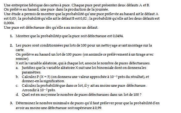 Exercice sur les variables aléatoires