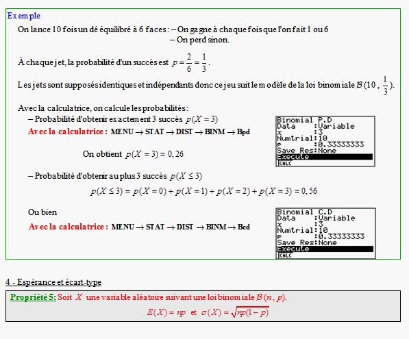 Cours sur la loi binomiale - première S - page 6