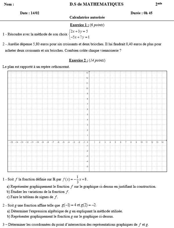 Systèmes linéaires et fonction affine