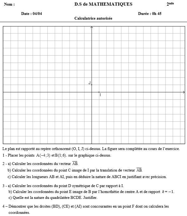 vecteurs, translation, symétrie, homothétie et colinéarité