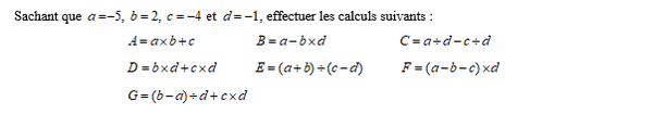 exercice sur les nombres relatifs