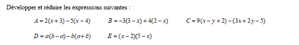 exercice sur les développer puis réduire
