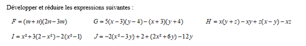 exercice sur les développer puis réduire