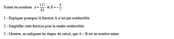 exercice sur les fractions