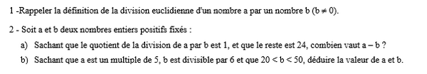 exercice sur la division euclidienne