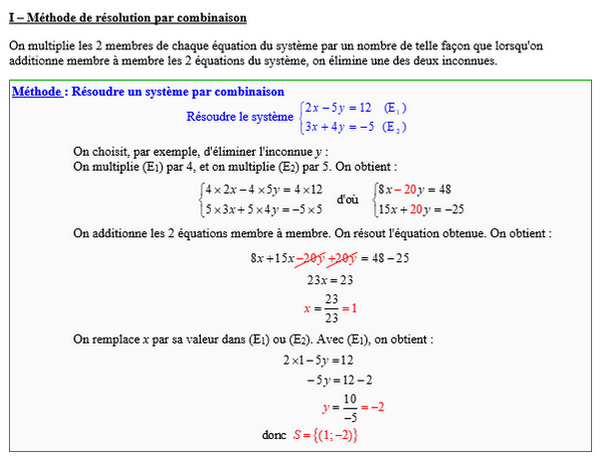 Maths seconde - Résolution d'un système par combinaison