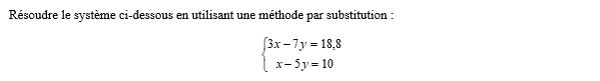 exercice sur Résolution par substitution