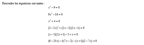 exercice sur Résolution d'une équation