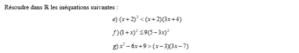 exercice sur Résolution d'une inéquation